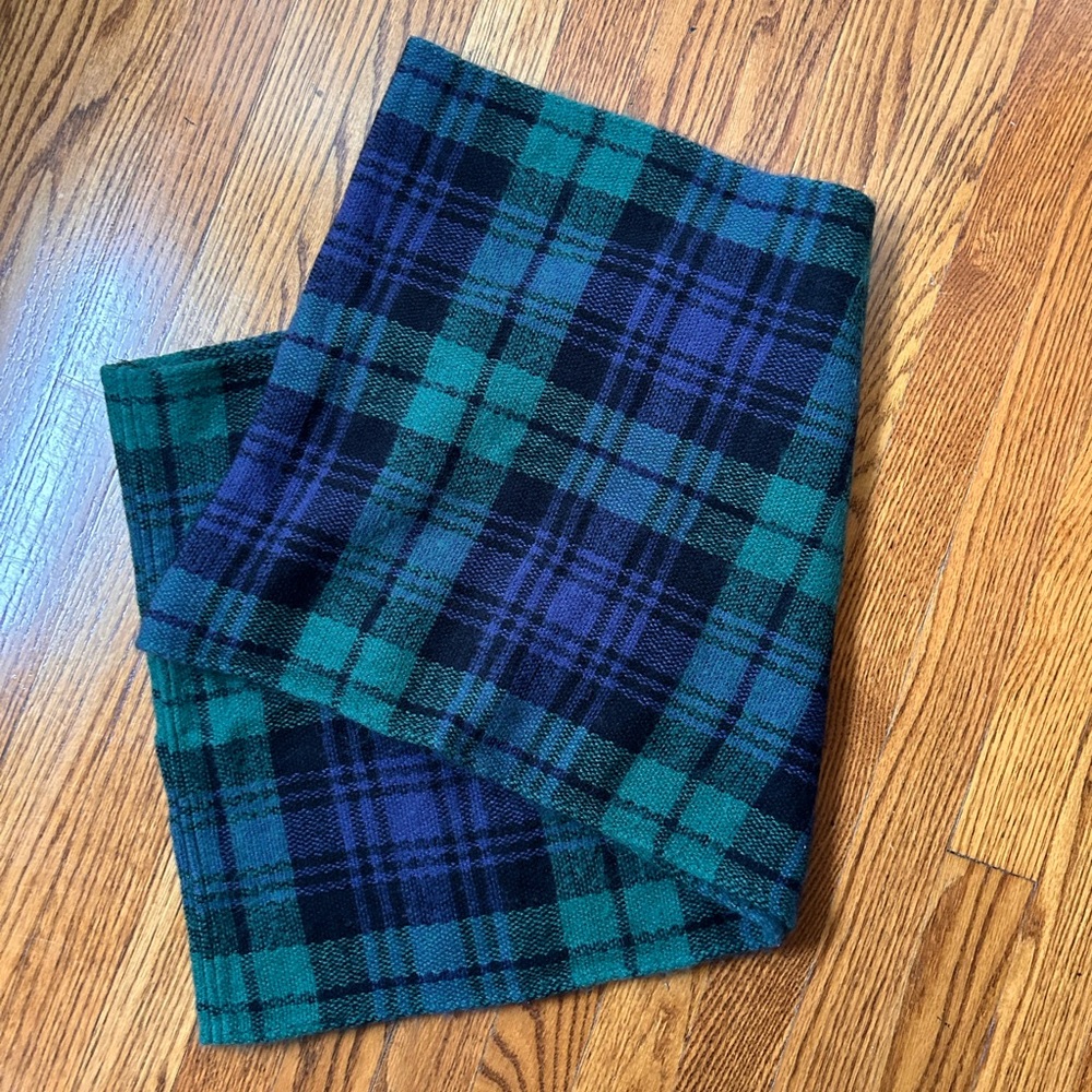 Infinity Scarf Plaid Green and Blue